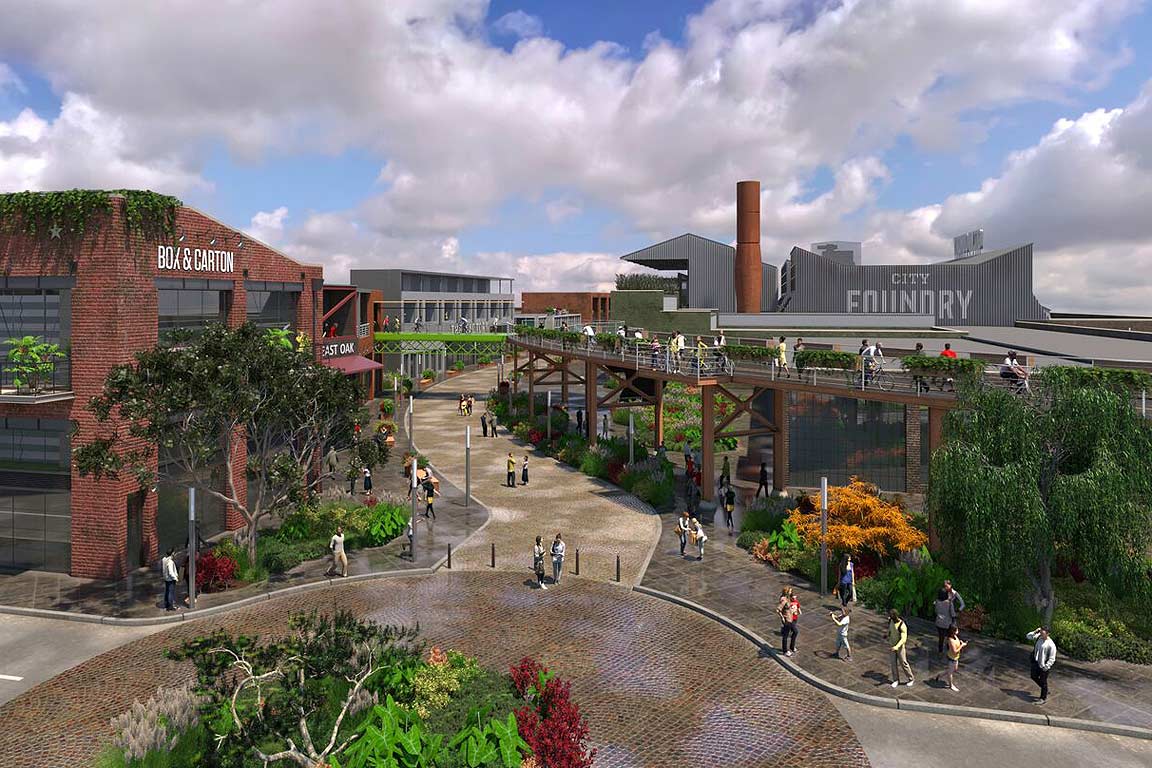 An artists rendering of City Foundry in Prospect Yards